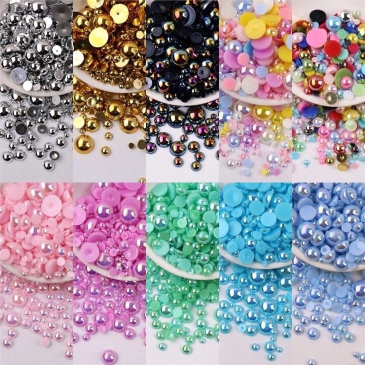 Mixed Color Half Round Pearl round